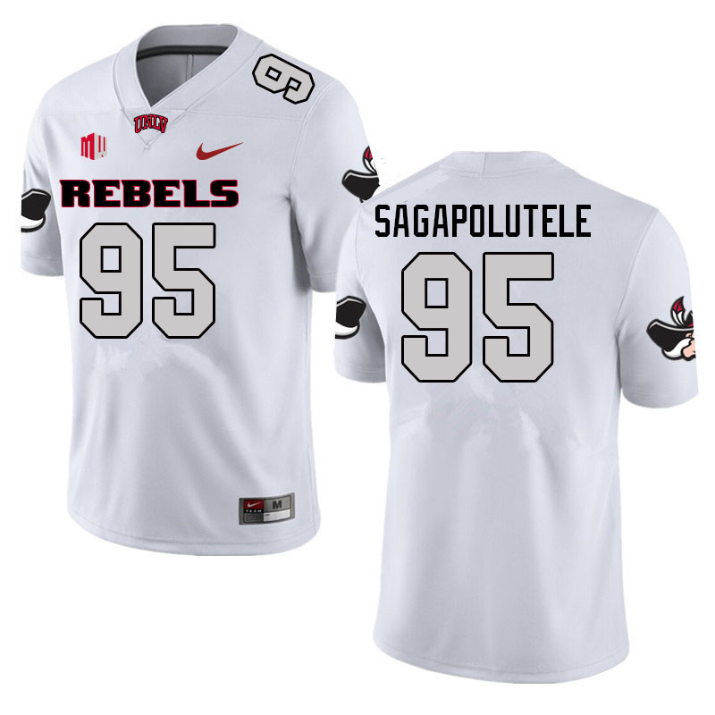 Men #95 Anthony Sagapolutele UNLV Rebels College Football Jerseys Sale-White